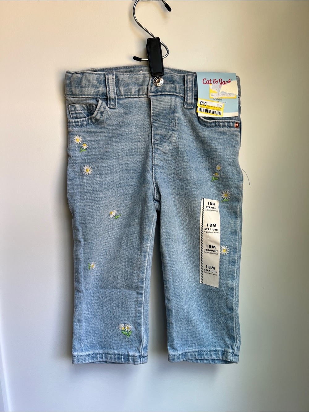 NWT Cat & Jack Daisy Embroidered Straight Leg Jeans 18M
